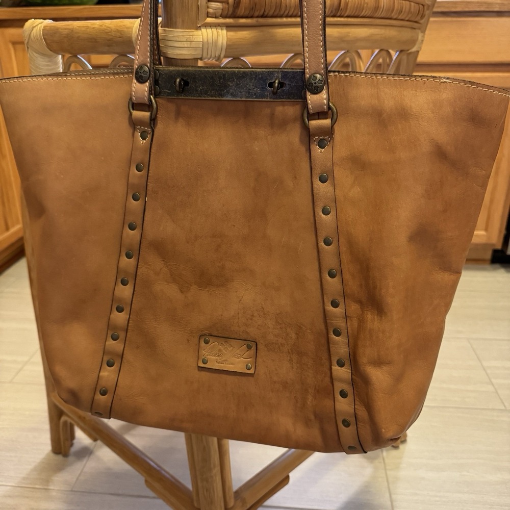 Patricia Nash Brown Leather Purse Italian Benvenuto Tote Bag 17x14x6” Dust Bag